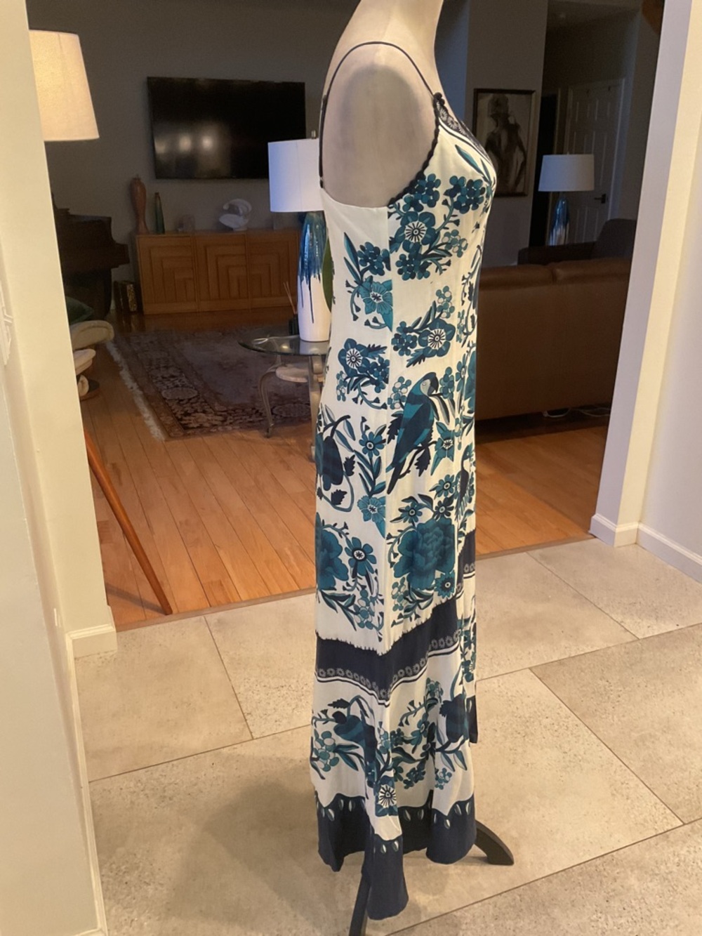 FARM Rio White Dress with Teal & Navy Floral Print - Picture 6 of 15